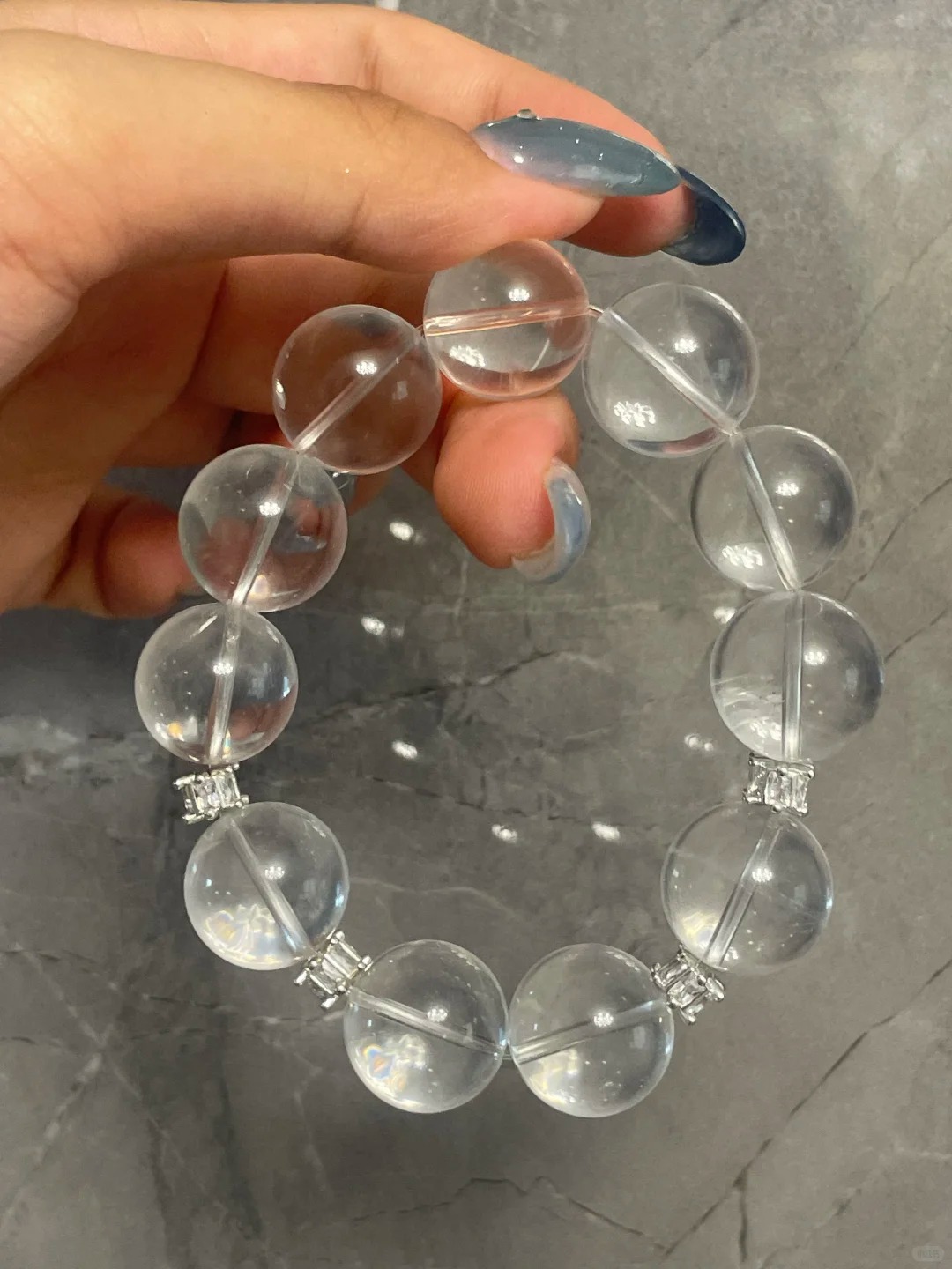 High-Transparency Clear Quartz Bracelet with Silver Diamond Accents