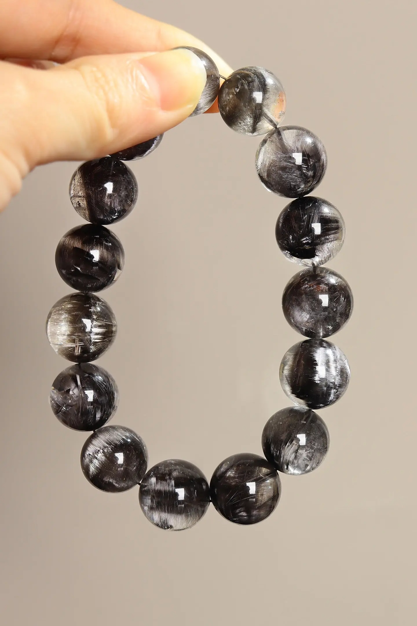 [Full-Rutilated Smooth-Grain Collectible] Natural Black Rutilated Quartz Multi-Wrap Bracelet | High-Transparency Crystal Evil-Averting Light Luxury Curio Decorative Handpiece