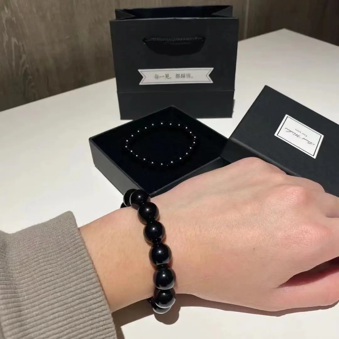 [Gift Boxed] Natural Obsidian Bracelet | Large-Bead Single-Wrap & Small-Bead Multi-Wrap Styles | Evil-Averting Minimalist Decorative Handpiece