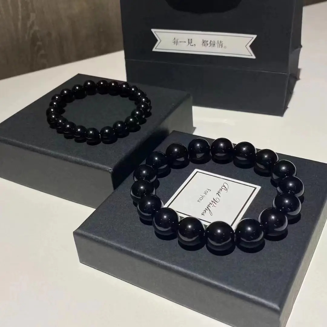 [Gift Boxed] Natural Obsidian Bracelet | Large-Bead Single-Wrap & Small-Bead Multi-Wrap Styles | Evil-Averting Minimalist Decorative Handpiece