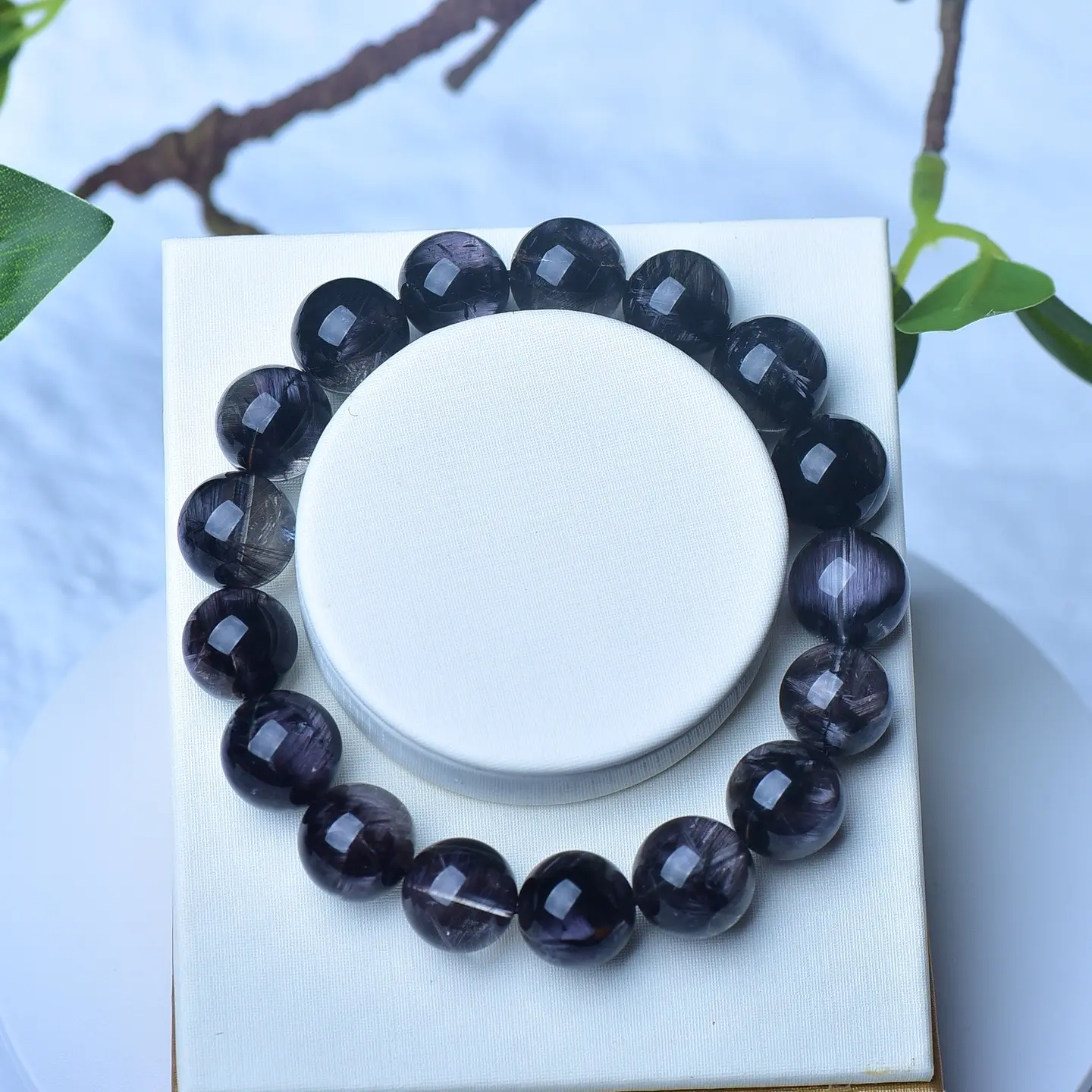 [Full-Rutilated Collectible] Natural Black Silver Titanium Quartz Single-Wrap Bracelet | Strong Magnetic Field Evil-Averting Fortune-Bringing Curio Decorative Handpiece 核心信息