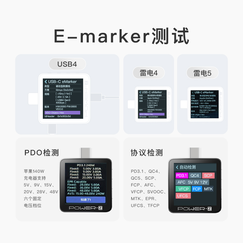 ChargerLAB POWER-Z 240W PD3.1融合快充协议测试仪KM003C功率计