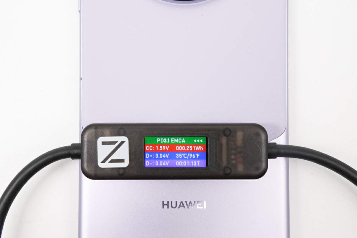 POWER-Z AK001 数显线让华为Mate60 Pro快充看得见-POWER-Z