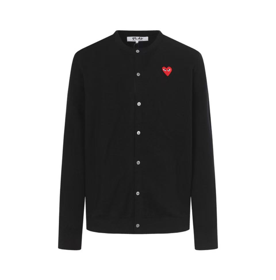 愛心黑心紅心圓領開衫毛衣