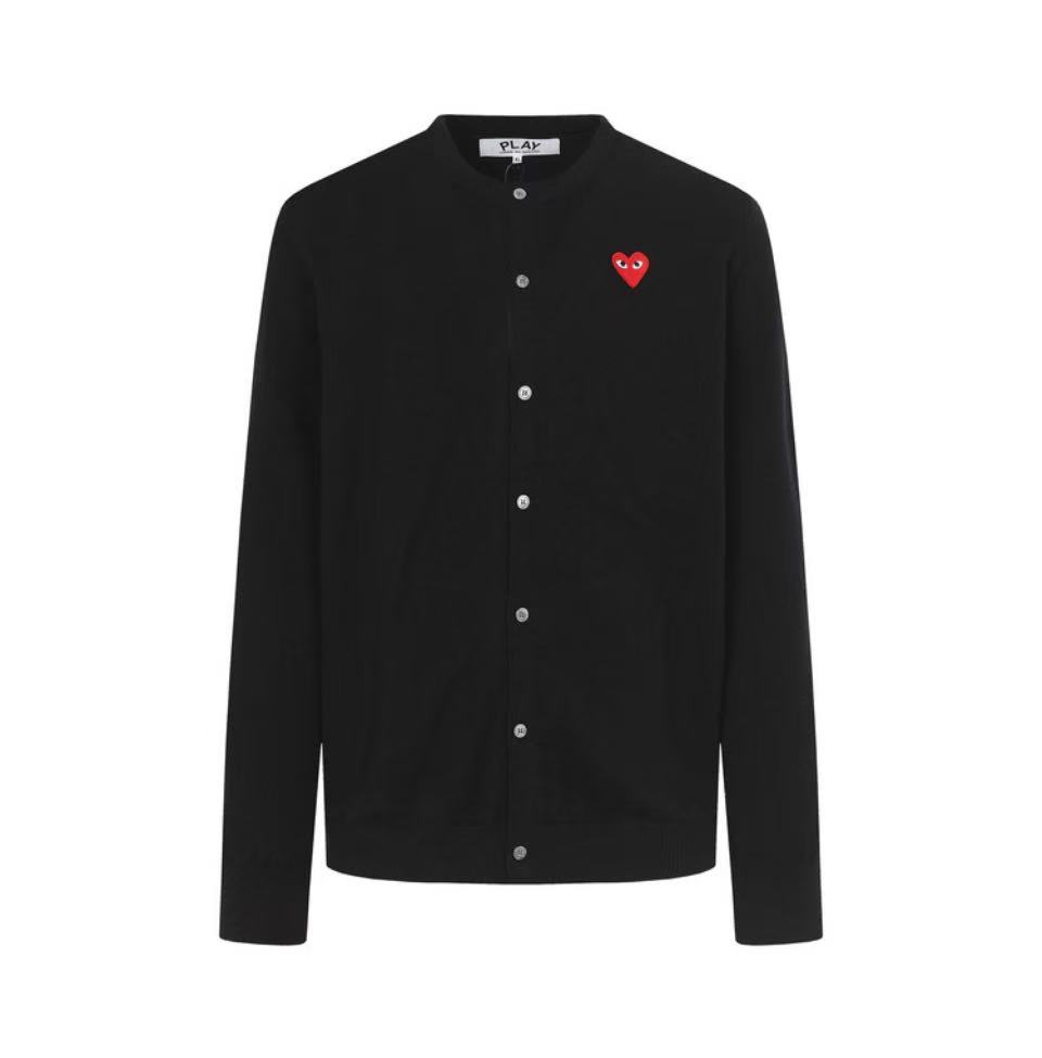 愛心黑心紅心圓領開衫毛衣