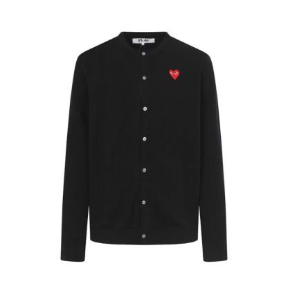 愛心黑心紅心圓領開衫毛衣