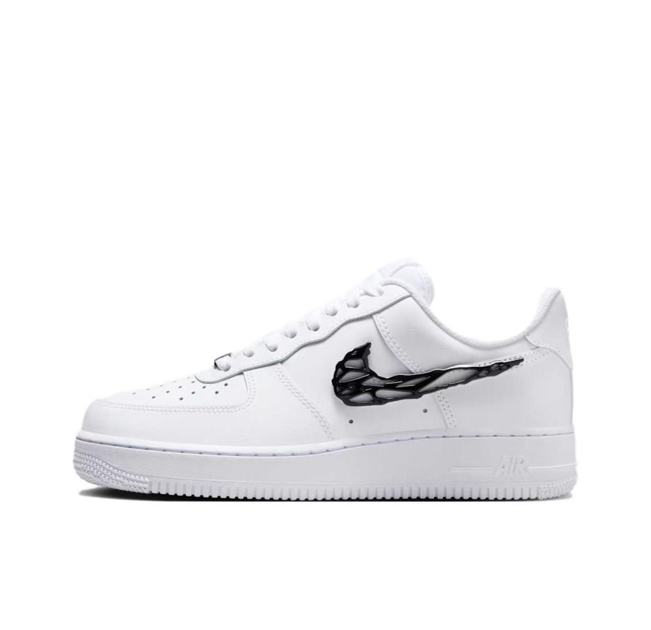 Nike AF1 Low 猛毒 液態黑銀 黑勾  