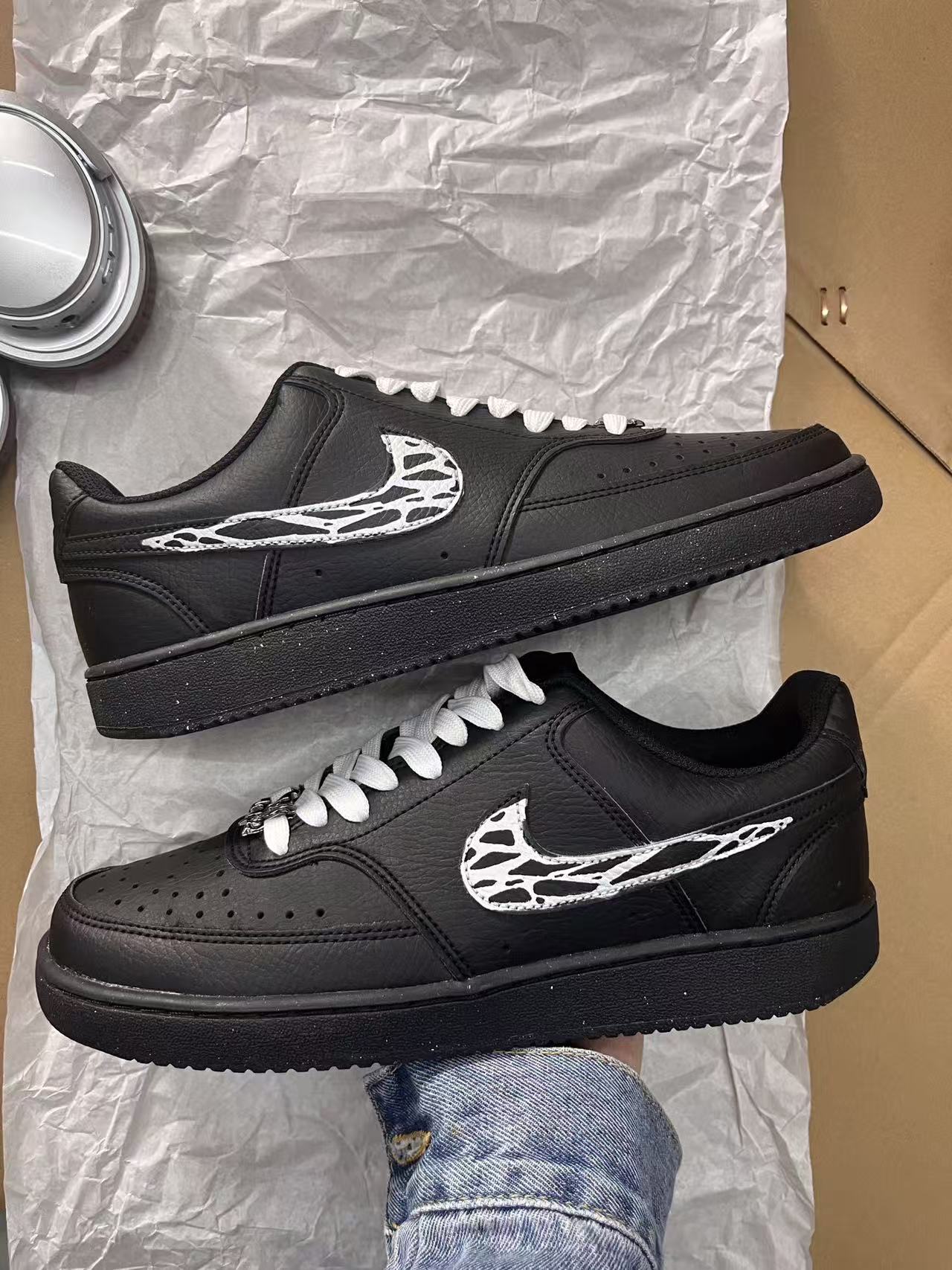 【定制球鞋】Nike Court Vision Low 壹點 液態黑銀