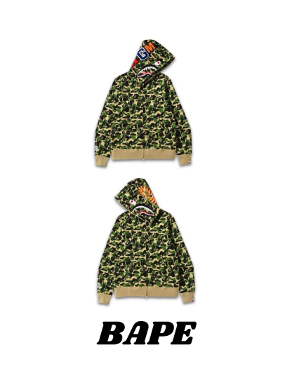 A BATHING APE 鯊魚系列 迷彩鯊魚連帽極簡舒適衛衣 男女同款