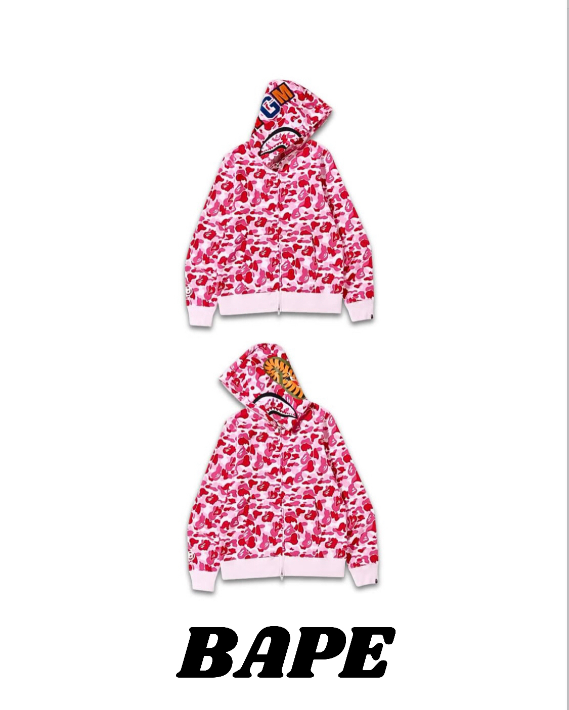 A BATHING APE 鯊魚系列 迷彩鯊魚連帽極簡舒適衛衣 男女同款