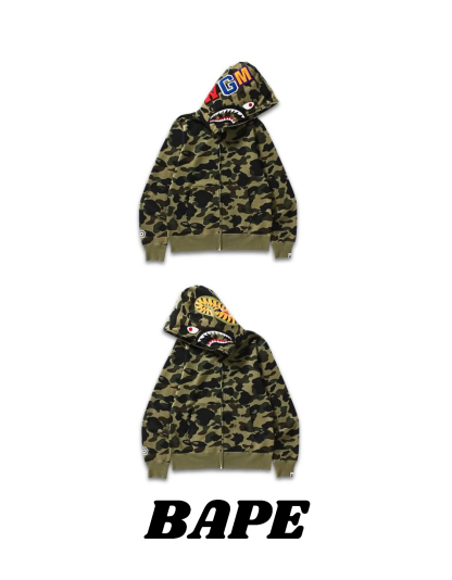 A BATHING APE 鯊魚系列 迷彩鯊魚連帽極簡舒適衛衣 男女同款