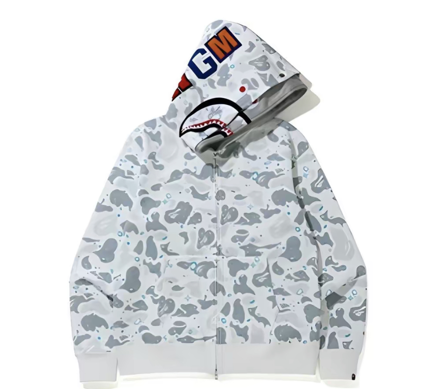 [Copy]A BATHING APE Space Camo Shark Full Zip Double Hoodie美式復古星空迷彩圖案雙帽拉鍊衛衣夾克 男女同款情侶款
