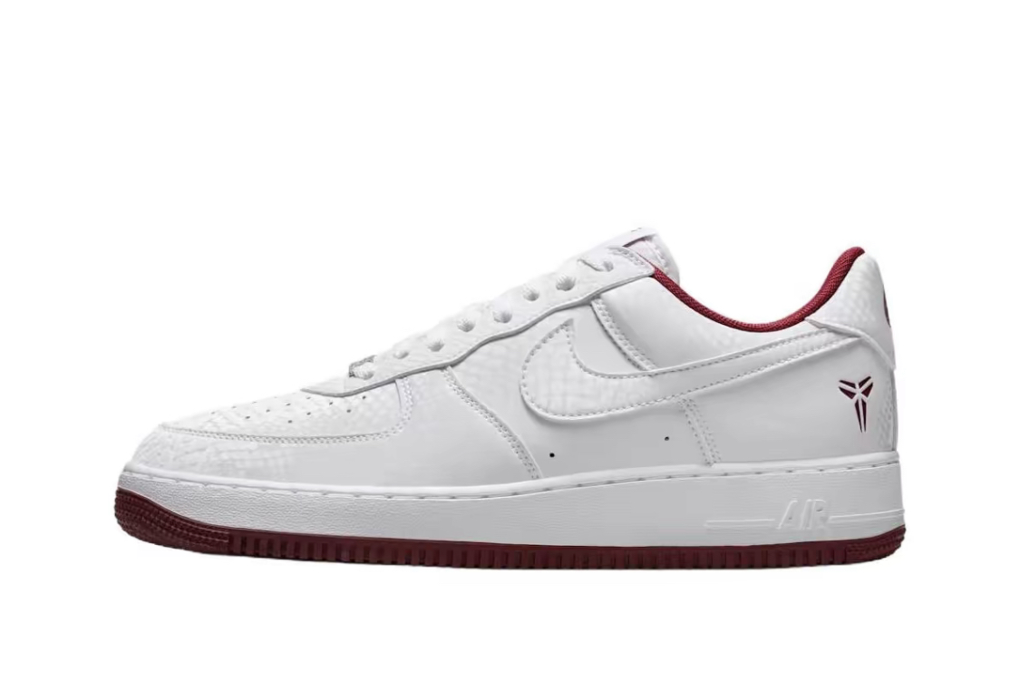Nike  × Kobe Bryant Air Force 1 Low "White and Team Red" 蛇鱗白紅