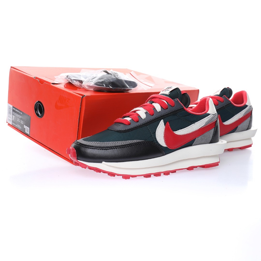 Undercover x Sacai x Nike LDWaffle"Midnight Spruce/University Red"