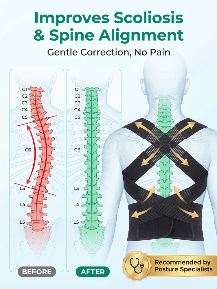 🦴👵 Muscle-Friendly Senior Posture Corrector, Abolishes rigid & restrictive traditional braces 💯, gently activates natural waist and back muscles 💪