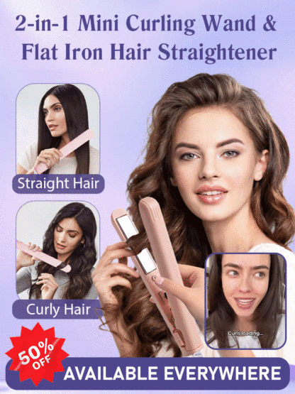 【Use anywhere】Portable 2-in-1 straight and curly curling iron