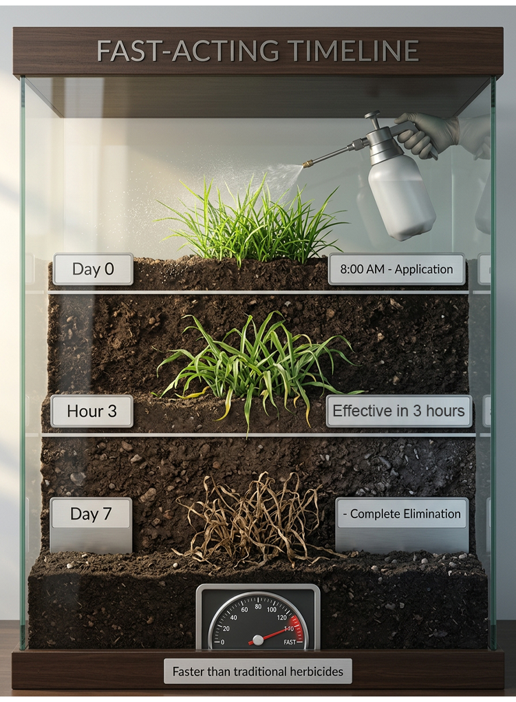 🌿🧴 Professional Farm & Garden Weed Killer Agent, spray in the morning and all weeds die off in the afternoon ⏰. It takes effect super fast within 3 hours, long-lasting weed control for a full year 📅. Stable medicinal effect lasts up to 5 years✅.