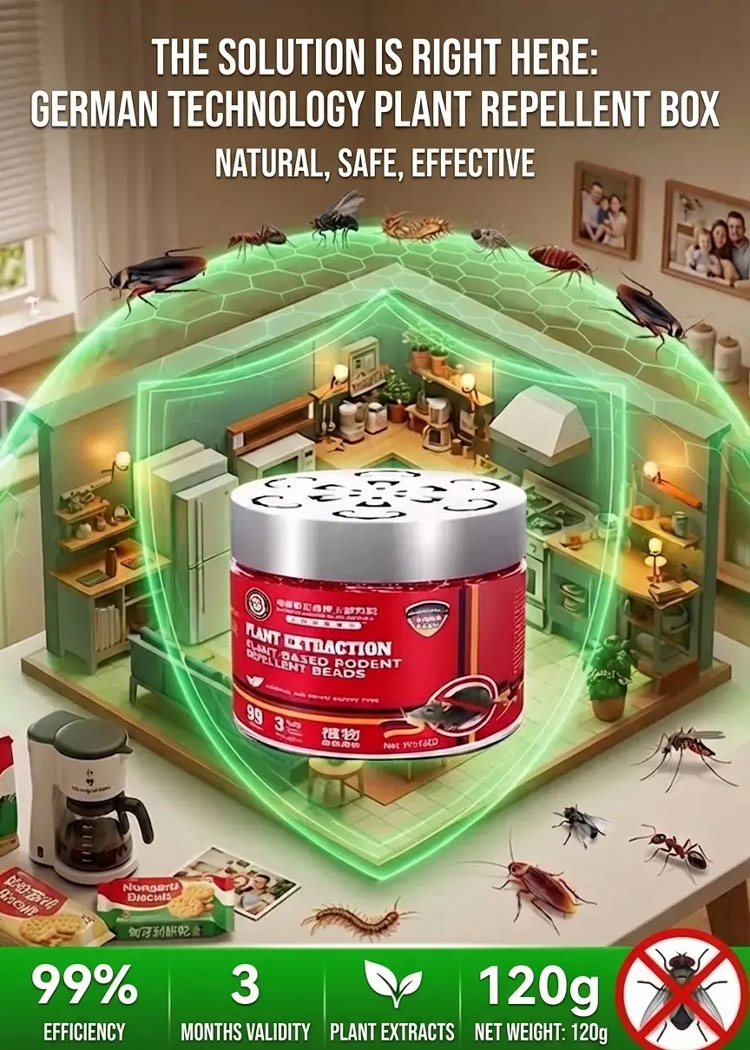 This mouse repellent box is equipped with cutting-edge bionic deterrence technology 💡. It releases natural scent to scare away mice and pests and make them flee voluntarily. No chemical agents, zero toxic residues, no medicine and no spraying needed ✅.