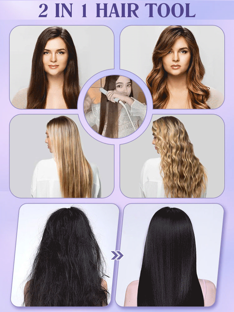 【Use anywhere】Portable 2-in-1 straight and curly curling iron