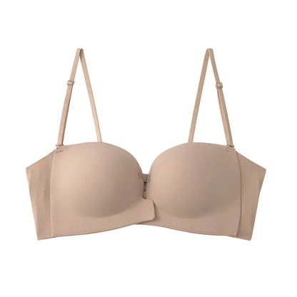 『BreLira』小胸向け盛れるシームレスブラ フロントホック 背中見せ 美胸メイクブラ