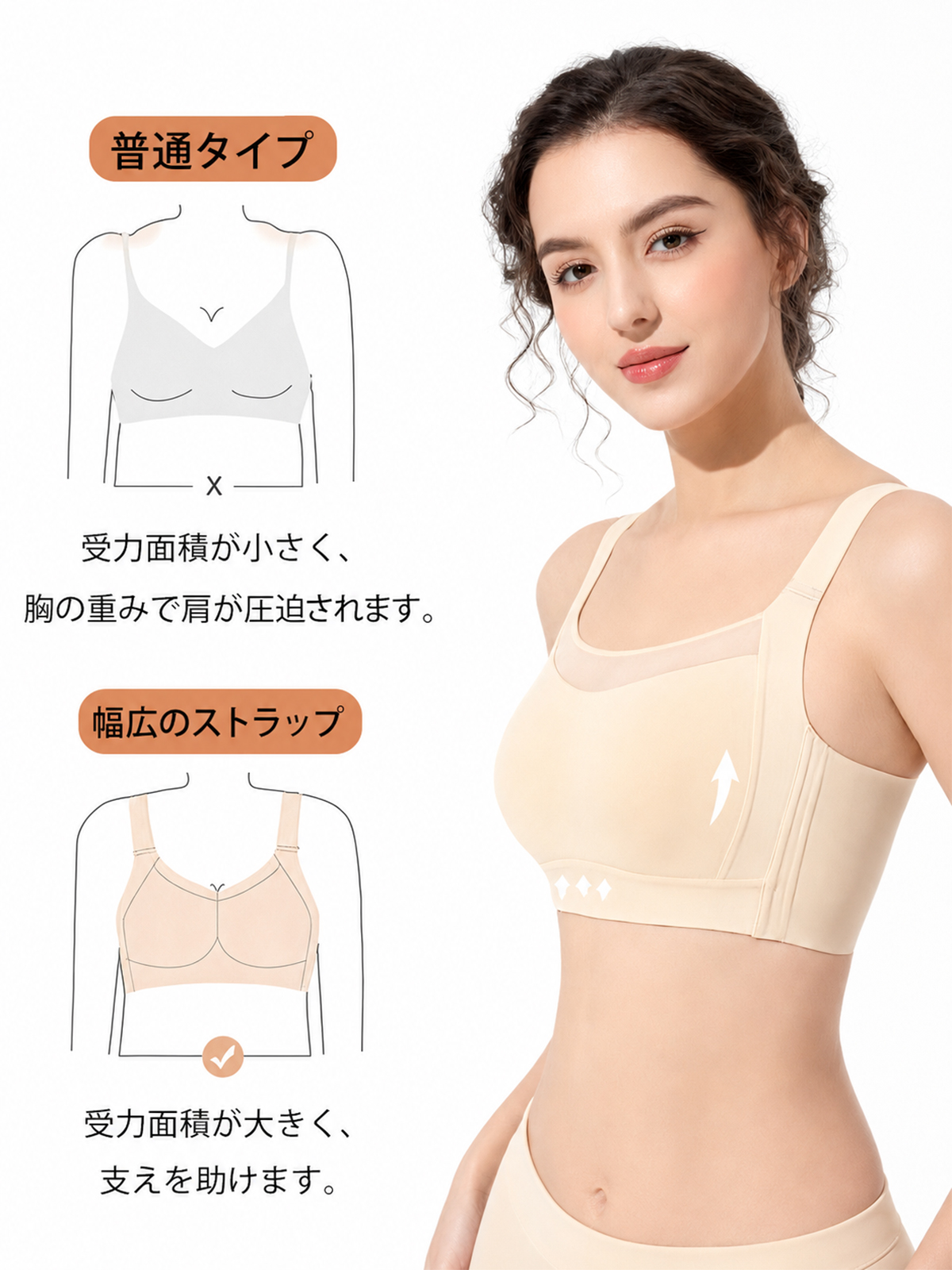 BreLira | 小さく見せるブラ ノンワイヤー フルカップ 垂れ防止