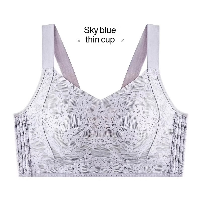 女性用夏物薄手シームレスブラ、突出防止フルカップでバストを小さく見せ、脇乳をサポート