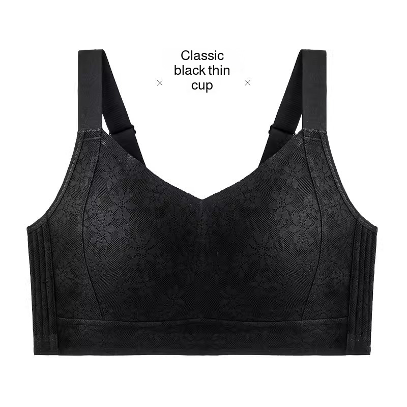 女性用夏物薄手シームレスブラ、突出防止フルカップでバストを小さく見せ、脇乳をサポート