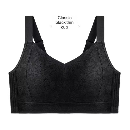女性用夏物薄手シームレスブラ、突出防止フルカップでバストを小さく見せ、脇乳をサポート