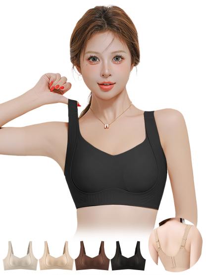 胸が大きいと小さくて細く見える、女性用の薄いシームレス下着、ソフトなサポートとリフト、目に見えないワンピースのたるみ防止固定ブラジャー