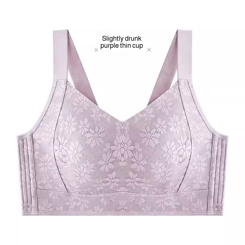 女性用夏物薄手シームレスブラ、突出防止フルカップでバストを小さく見せ、脇乳をサポート