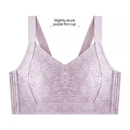 女性用夏物薄手シームレスブラ、突出防止フルカップでバストを小さく見せ、脇乳をサポート
