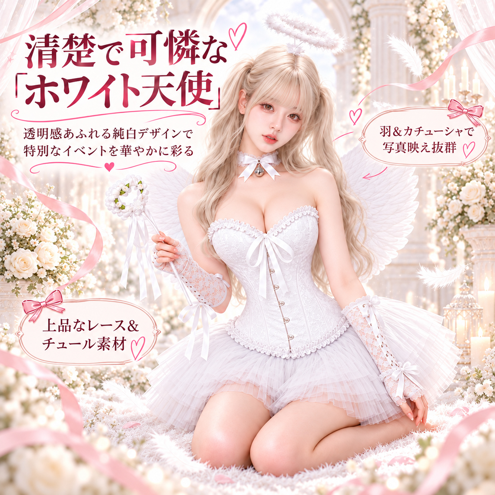 ハロウィンコスプレ：セクシーなバニーガール、小悪魔、白黒の天使、ナイトクラブの親友のフォトセット。