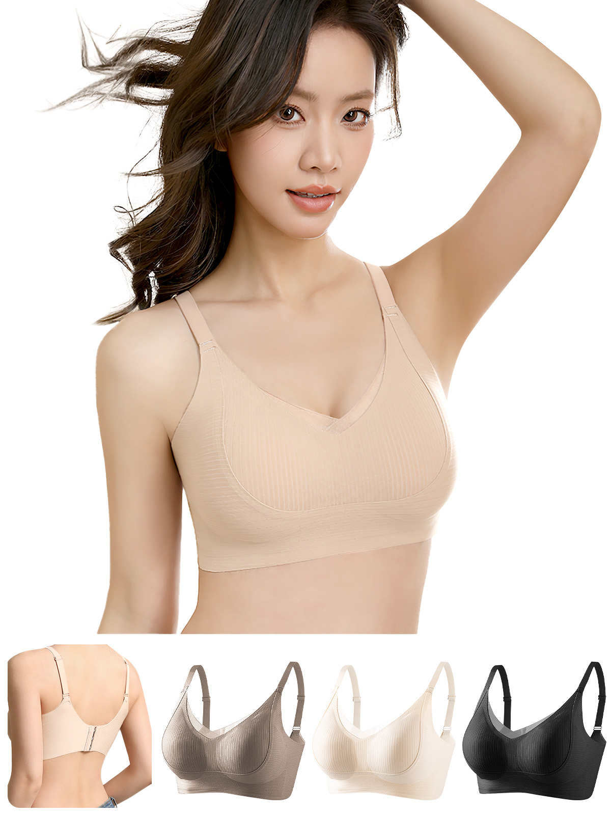 Veimia-リフティングシームレススポーツブラは、垂れ下がりを防ぎ、脇乳を集め、大きな胸を小さな胸に見せ、集めて寝る調整ブラジャー
