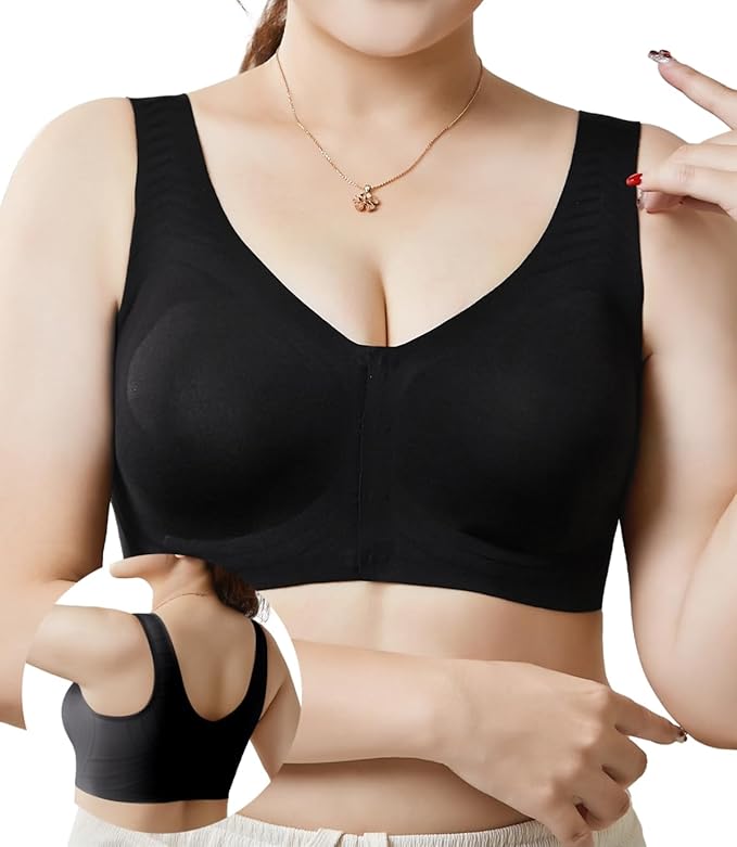BreLira | 前開きシームレスブラ 薄型カップ 通気性 大きいサイズ