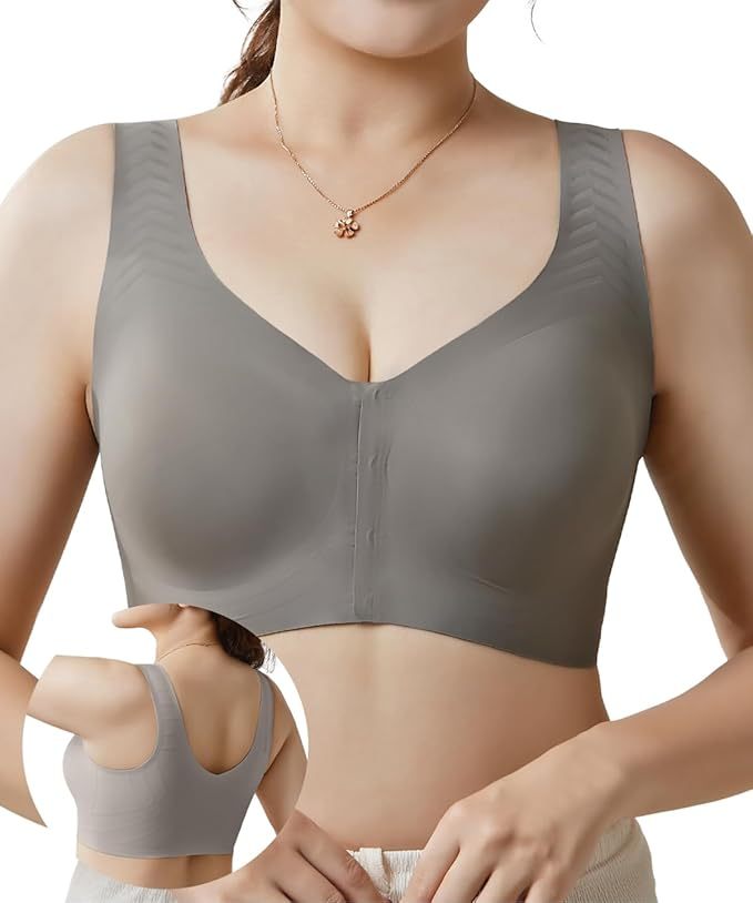 BreLira | 前開きシームレスブラ 薄型カップ 通気性 大きいサイズ
