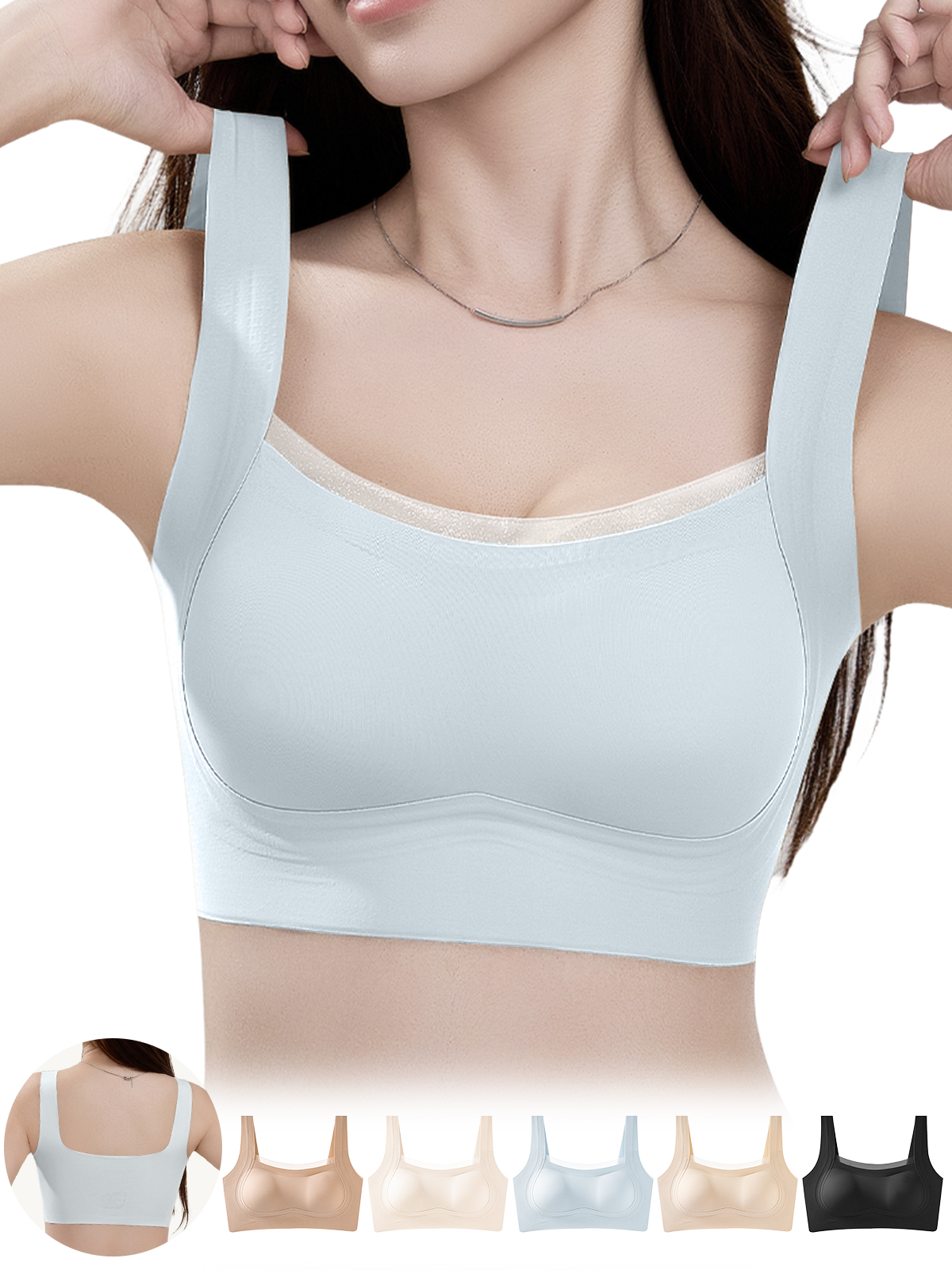 BreLira | メッシュシームレスブラ ノンワイヤー 美背サポート
