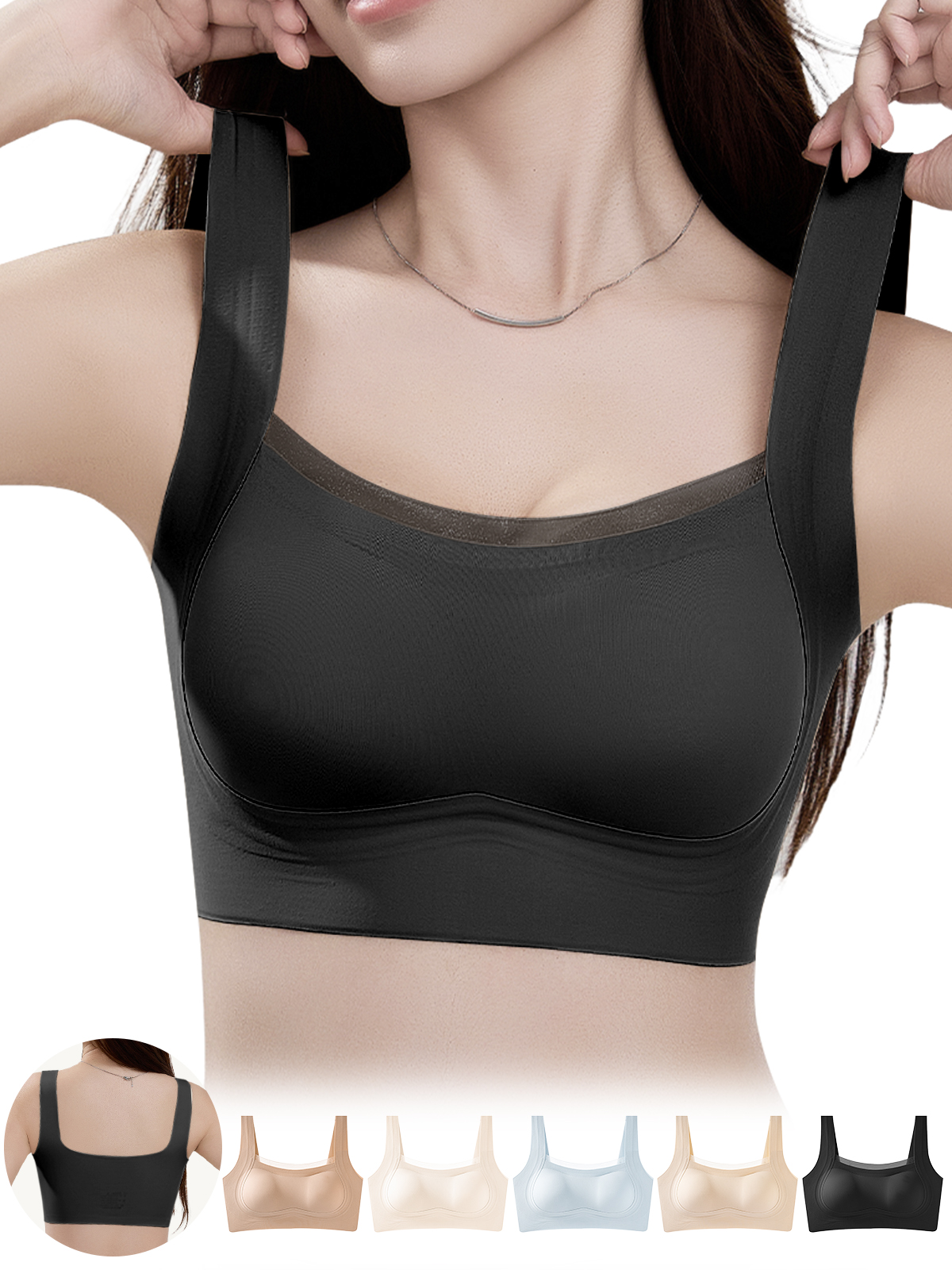BreLira | メッシュシームレスブラ ノンワイヤー 美背サポート