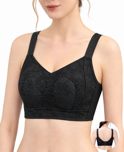 女性用夏物薄手シームレスブラ、突出防止フルカップでバストを小さく見せ、脇乳をサポート