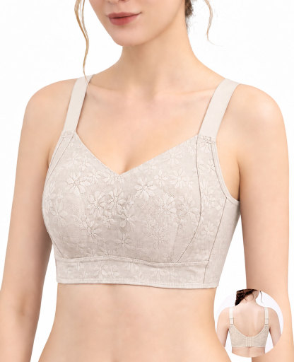 女性用夏物薄手シームレスブラ、突出防止フルカップでバストを小さく見せ、脇乳をサポート