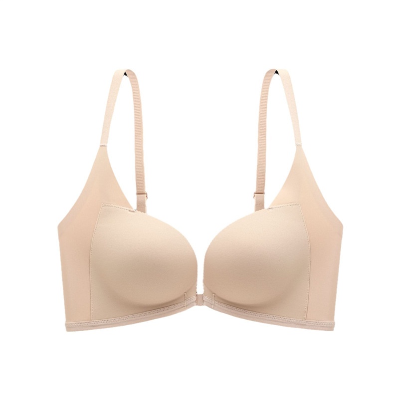 【BreLira-jp】レディース前開きブラ、小胸用プッシュアップブラ、セクシーな背中開きブラ、シームレス＆ワイヤーなし