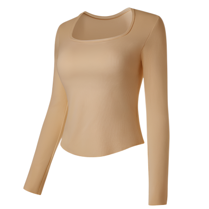 胸パッド付きのレディース保温下着、ウールの肌に優しいアウターウェア、秋冬に適しており、アウターとしてもベースレイヤーとしても着用できます。