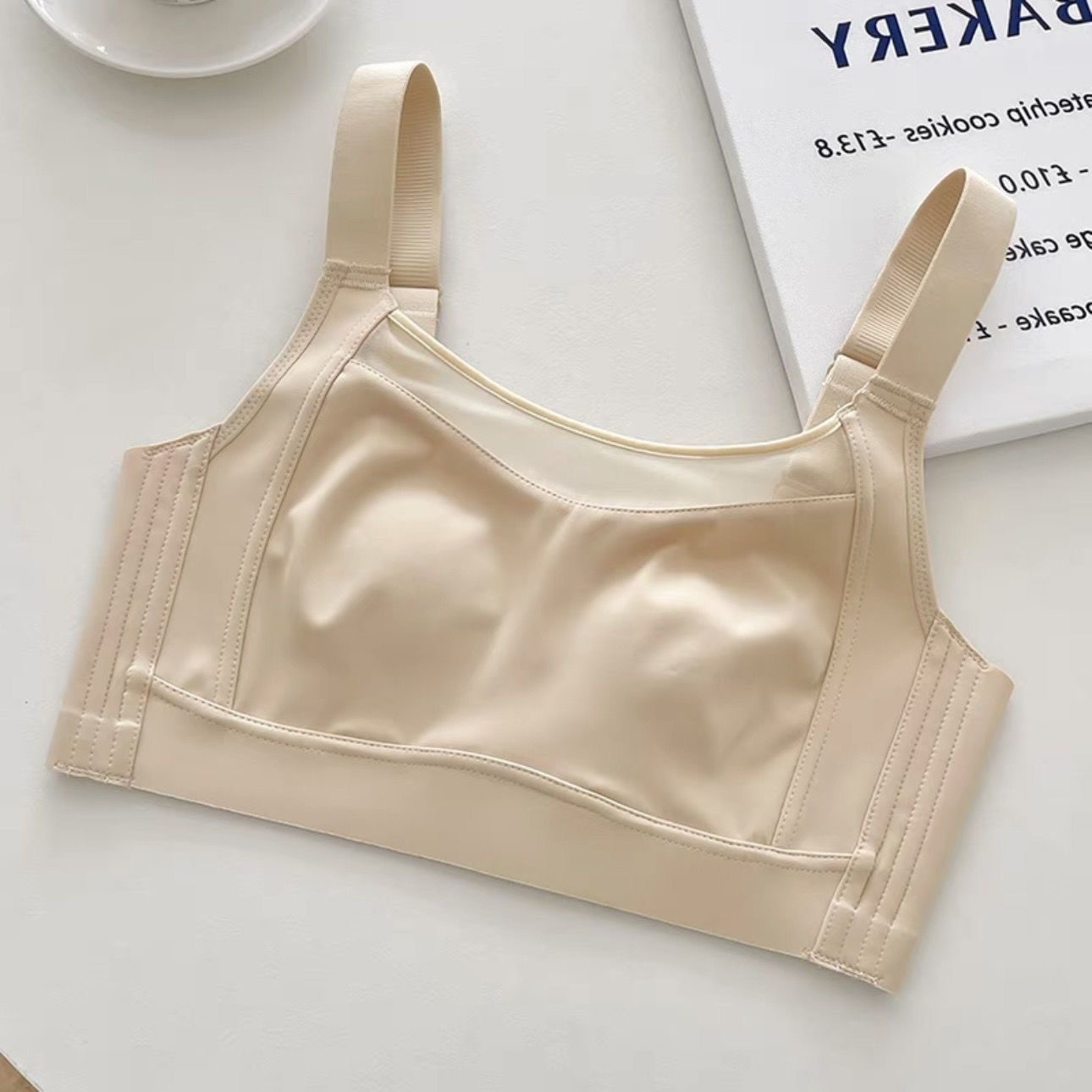 【胸を小さく見せる】ノンワイヤーフルカップ垂れ防止ブラ