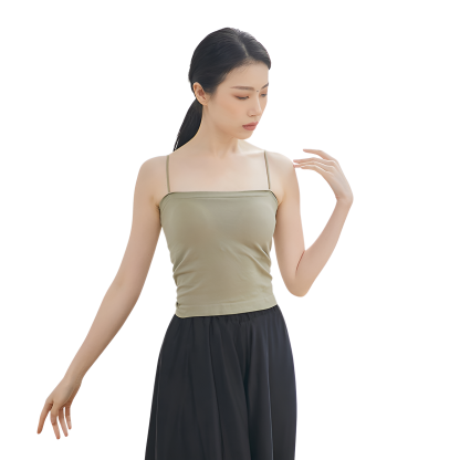 Veimia-JP ダンス衣装ベスト 女性用 バレエ モダン フォーク クラシックダンス トレーニングウェア トップス サスペンダー ボディスーツ 胸パッド付き