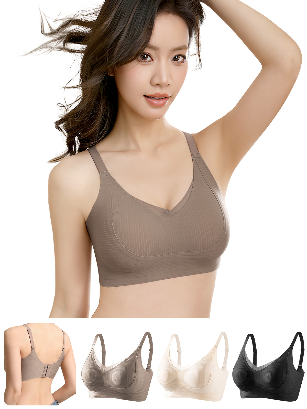 Veimia-リフティングシームレススポーツブラは、垂れ下がりを防ぎ、脇乳を集め、大きな胸を小さな胸に見せ、集めて寝る調整ブラジャー