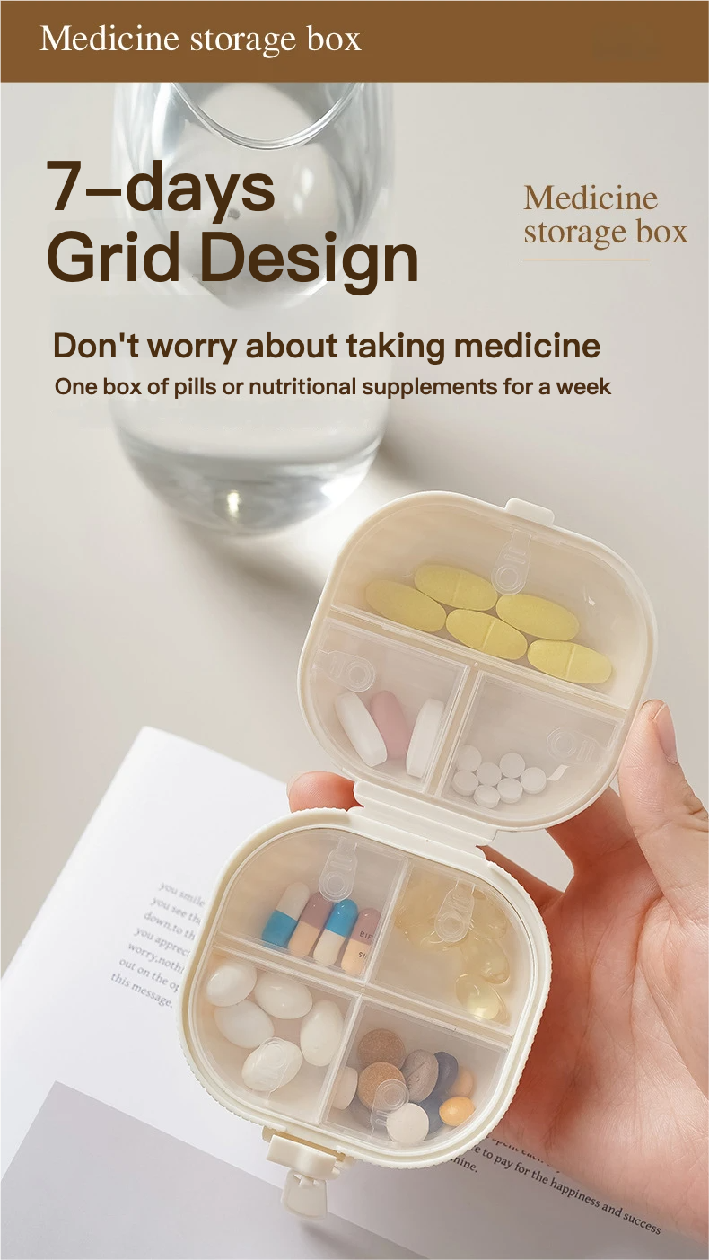 Portable Pill Box 7 Compartments