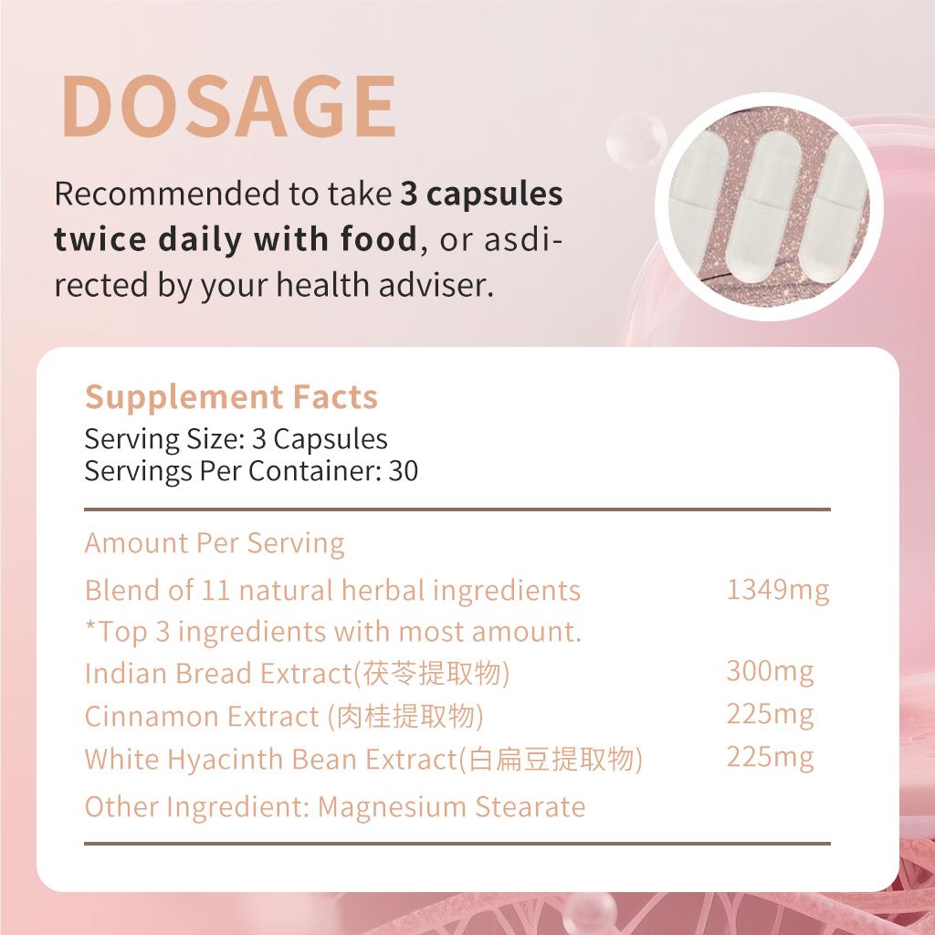 Anti-dampness Capsules, with a blend of 11 Natural Ingredients, for Better Digestion & Energy, 60 Capsules/Bottle