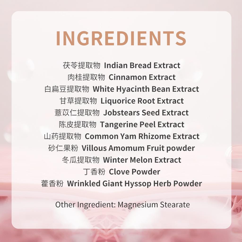 Anti-dampness Capsules, with a blend of 11 Natural Ingredients, for Better Digestion & Energy, 60 Capsules/Bottle