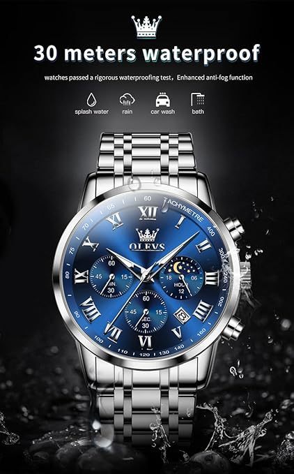 多機能 腕時計 メンズ ステンレスベルト クオーツ ビジネス クラシック 防水 日付 夜光 人気 おしゃれ 男性用 アナログ ファッション