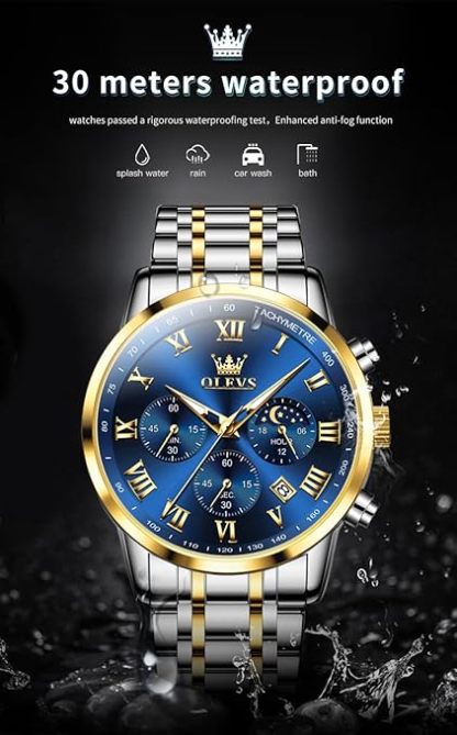 多機能 腕時計 メンズ ステンレスベルト クオーツ ビジネス クラシック 防水 日付 夜光 人気 おしゃれ 男性用 