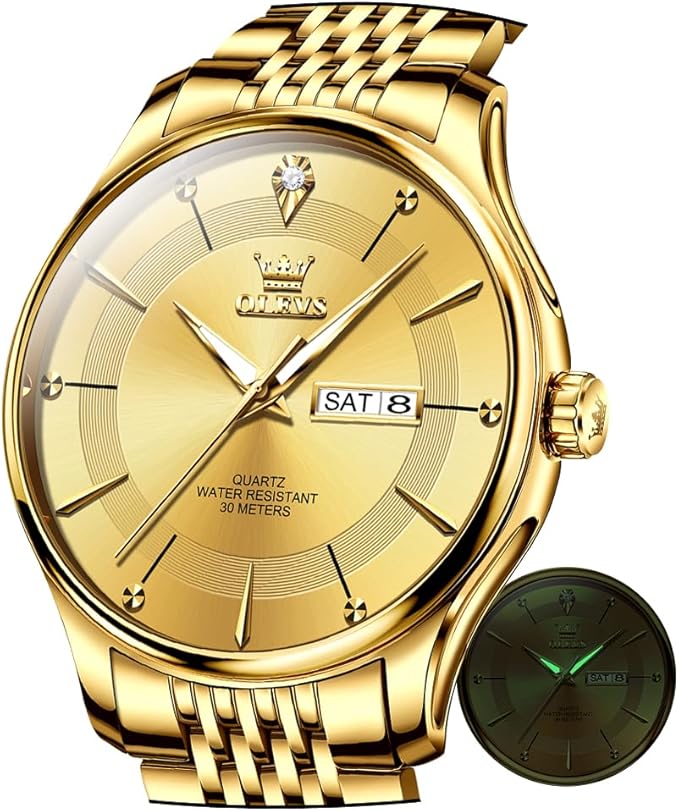 メンズ クオーツ メタルバンド ダイヤモンド メタルバンド 日付 シンプル おしゃれ 軽い 男性時計 夜光 防水 watch for men 学生 ゴールド